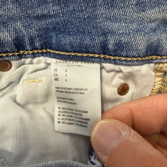 American Eagle Outfitters Curvy Hi-Rise Shortie Blue Jean Shorts Super Stretch 4 - Picture 7 of 8